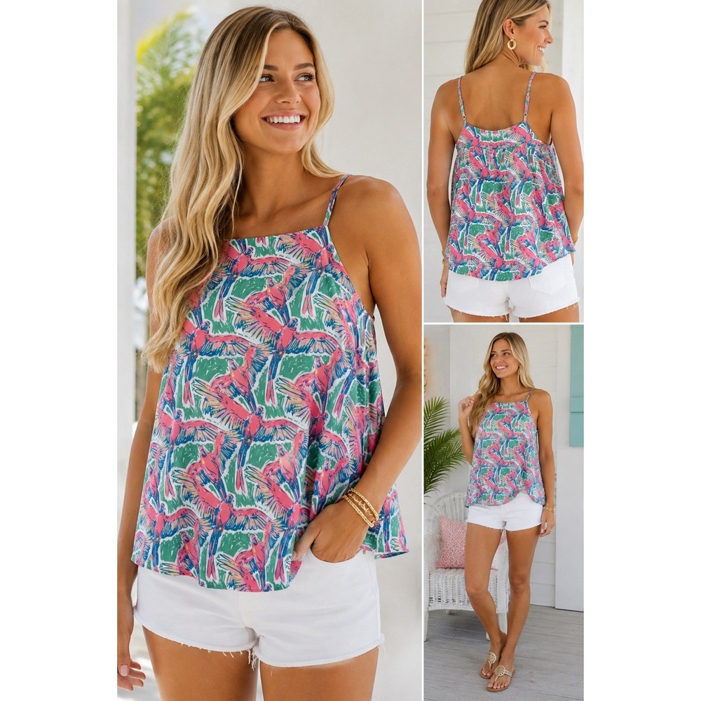 Lauren James Cami Top Bird Emma Sleeveless Macawl Me Size XS Lined Womens